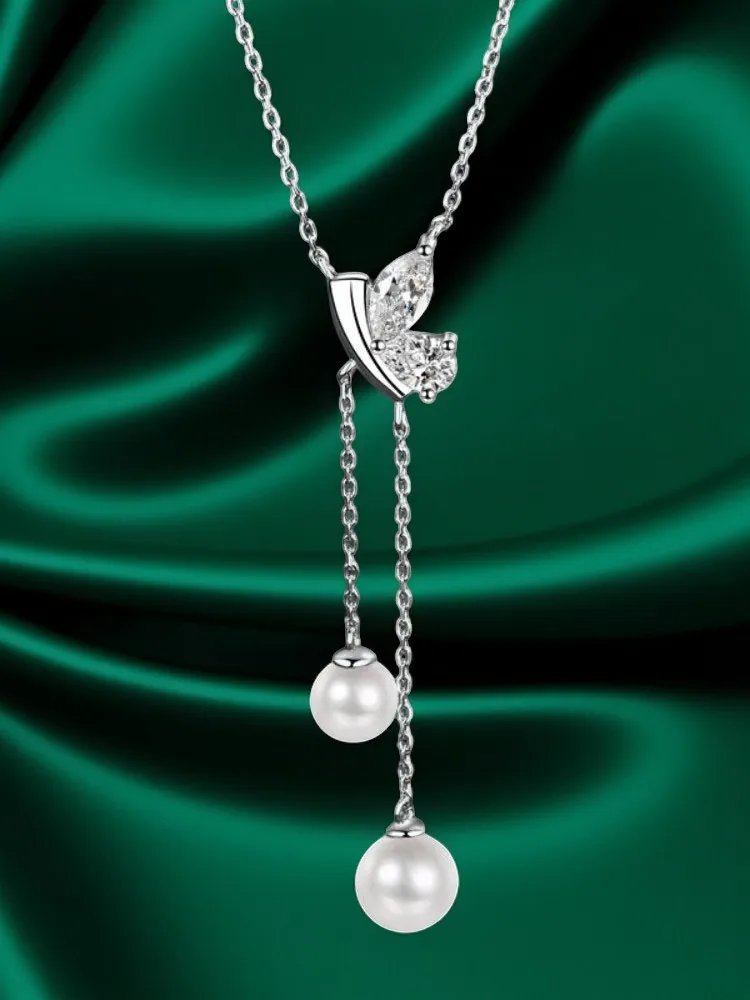 Moissanite 925 Sterling Silver GRA Certified Elegant and Generous Pearl Pendant Necklace Women Jewelry Moissanite 925 Sterling Silver GRA Certified Elegant and Generous Pearl Pendant Necklace Women Jewelry