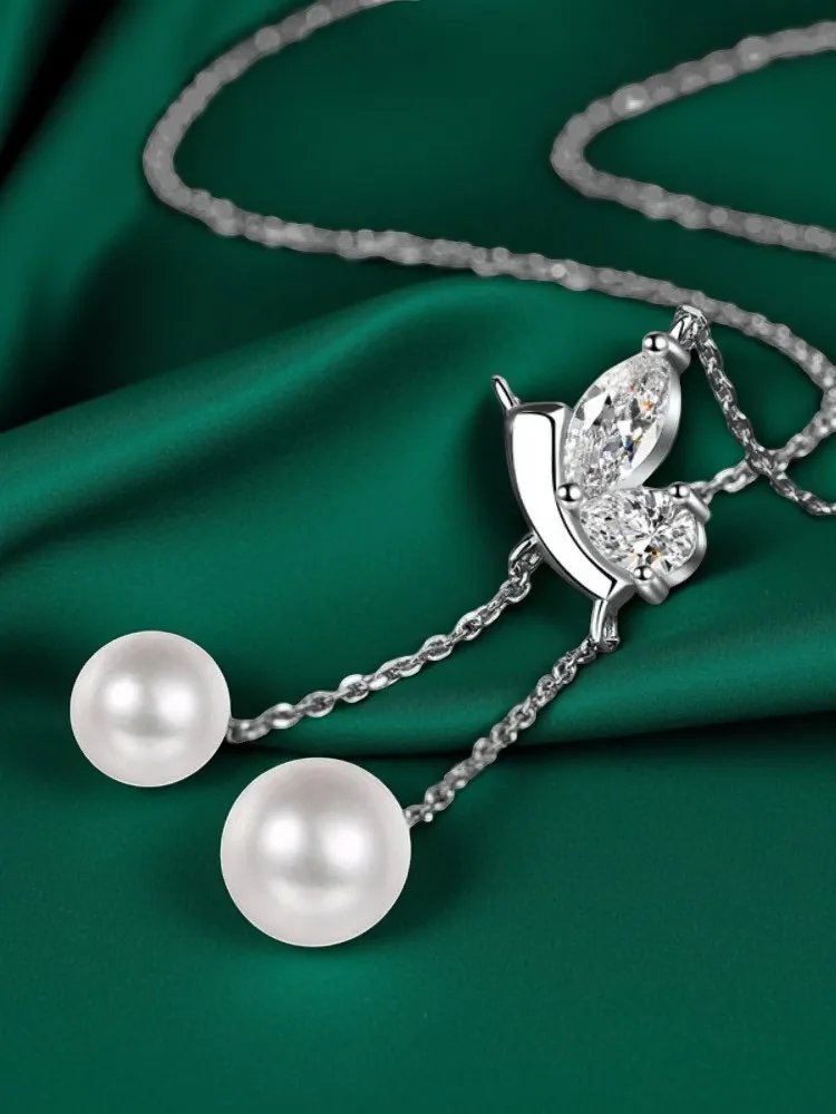 Moissanite 925 Sterling Silver GRA Certified Elegant and Generous Pearl Pendant Necklace Women Jewelry Moissanite 925 Sterling Silver GRA Certified Elegant and Generous Pearl Pendant Necklace Women Jewelry