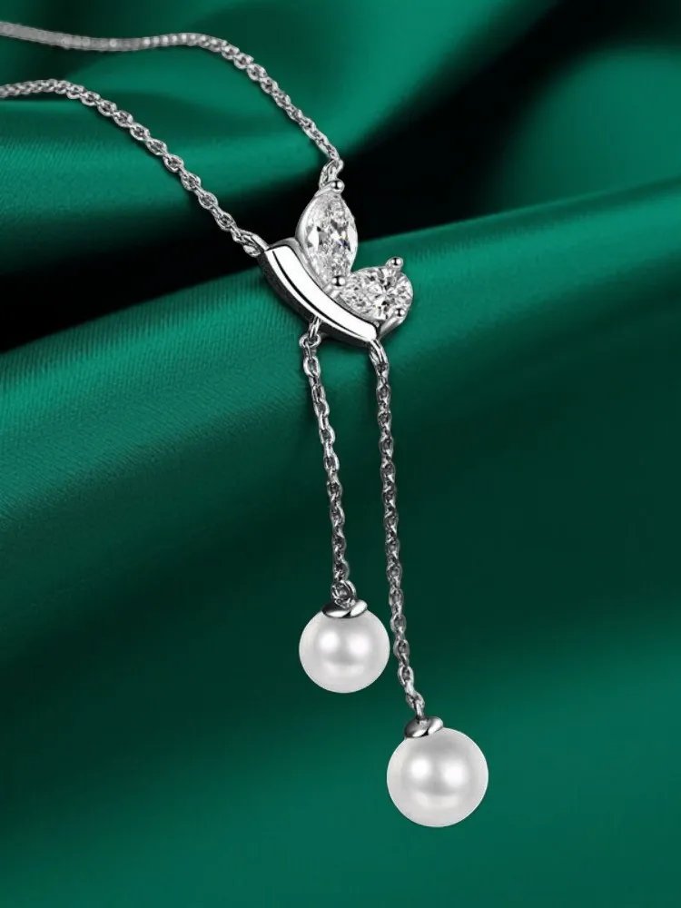 Moissanite 925 Sterling Silver GRA Certified Elegant and Generous Pearl Pendant Necklace Women Jewelry Moissanite 925 Sterling Silver GRA Certified Elegant and Generous Pearl Pendant Necklace Women Jewelry