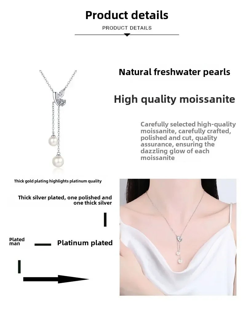 Moissanite 925 Sterling Silver GRA Certified Elegant and Generous Pearl Pendant Necklace Women Jewelry Moissanite 925 Sterling Silver GRA Certified Elegant and Generous Pearl Pendant Necklace Women Jewelry