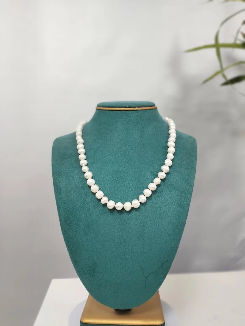 Colliers de perles de culture d'eau douce blanches véritables pour femmes et filles, cadeau en argent Sterling 925, collier de perles baroques pour femmes, nouvelle collection Colliers de perles de culture d'eau douce blanches véritables pour femmes et filles, cadeau en argent Sterling 925, collier de perles baroques pour femmes, nouvelle collection