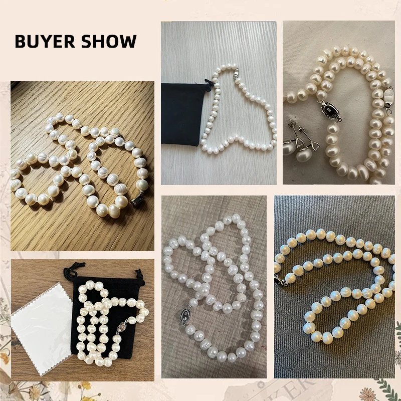 Colliers de perles de culture d'eau douce blanches véritables pour femmes et filles, cadeau en argent Sterling 925, collier de perles baroques pour femmes, nouvelle collection Colliers de perles de culture d'eau douce blanches véritables pour femmes et filles, cadeau en argent Sterling 925, collier de perles baroques pour femmes, nouvelle collection