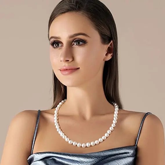 Colliers de perles de culture d'eau douce blanches véritables pour femmes et filles, cadeau en argent Sterling 925, collier de perles baroques pour femmes, nouvelle collection Colliers de perles de culture d'eau douce blanches véritables pour femmes et filles, cadeau en argent Sterling 925, collier de perles baroques pour femmes, nouvelle collection