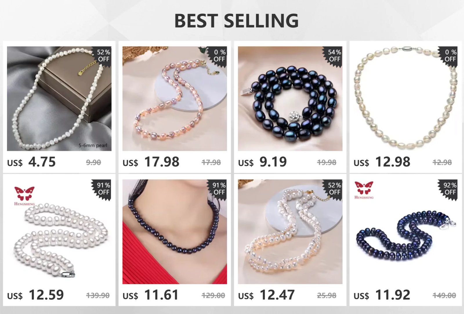 HENGSHENG-Collier Double de Perles Blanches d'Eau Douce, Bijou en Argent Sterling 925, Cadeau pour Femme et Fille, 5-6mm, 8-9mm HENGSHENG-Collier Double de Perles Blanches d'Eau Douce, Bijou en Argent Sterling 925, Cadeau pour Femme et Fille, 5-6mm, 8-9mm