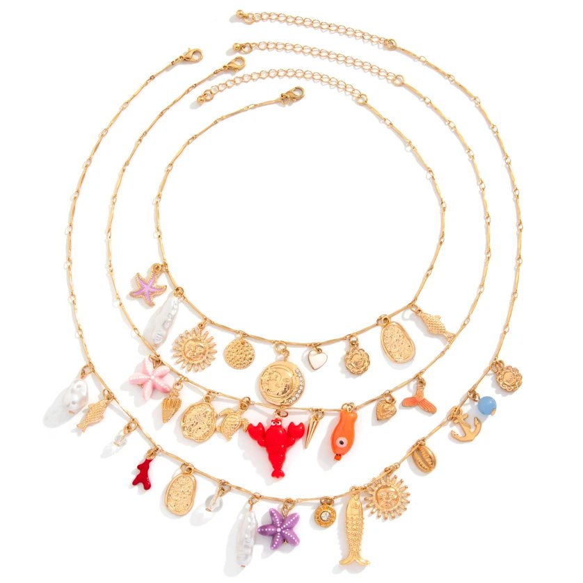 KunJoe-Collier de perles en or pour femme, ensemble de 3 pièces, style bohème, ajustable, plage, divers types, conque