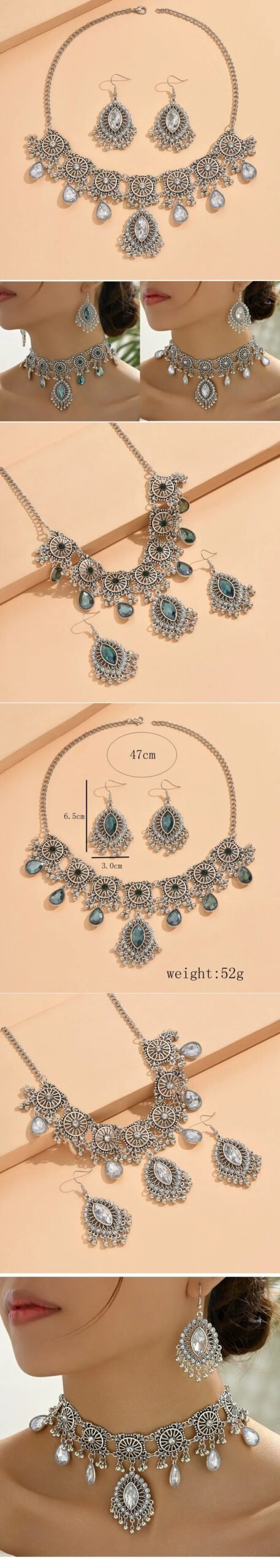 Mode européenne moyen-orient célèbre style rétro creux goutte oreille tempérament exagéré femmes collier boucles d'oreilles ensemble de bijoux