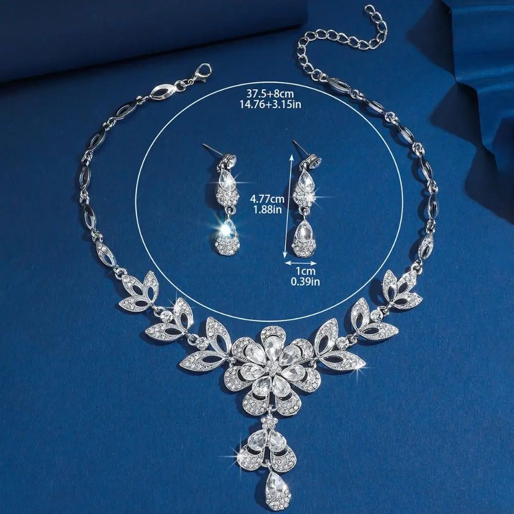 Ensemble de bijoux en cristal brillant pour fête de mariage, 3 pièces, boucles d'oreilles exquises en strass, collier de luxe en or pour femmes