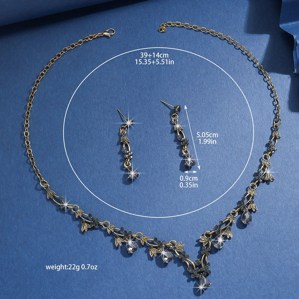 1 ensemble de colliers et boucles d'oreilles en chaîne à griffes incrustées de cuivre à la mode, ensemble de bijoux, fête de Banquet de mariage pour femmes, nécessités quotidiennes