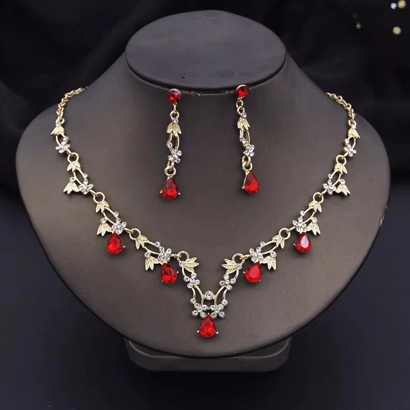 1 ensemble de colliers et boucles d'oreilles en chaîne à griffes incrustées de cuivre à la mode, ensemble de bijoux, fête de Banquet de mariage pour femmes, nécessités quotidiennes