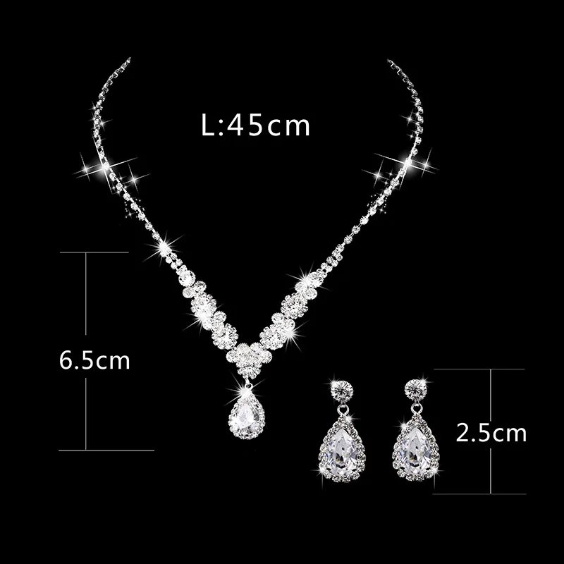 Ensemble de bijoux plaqués argent pour femmes, collier, boucles d'oreilles, bague de luxe en Zircon, ensemble de bijoux de mariage pour mariée, offre spéciale
