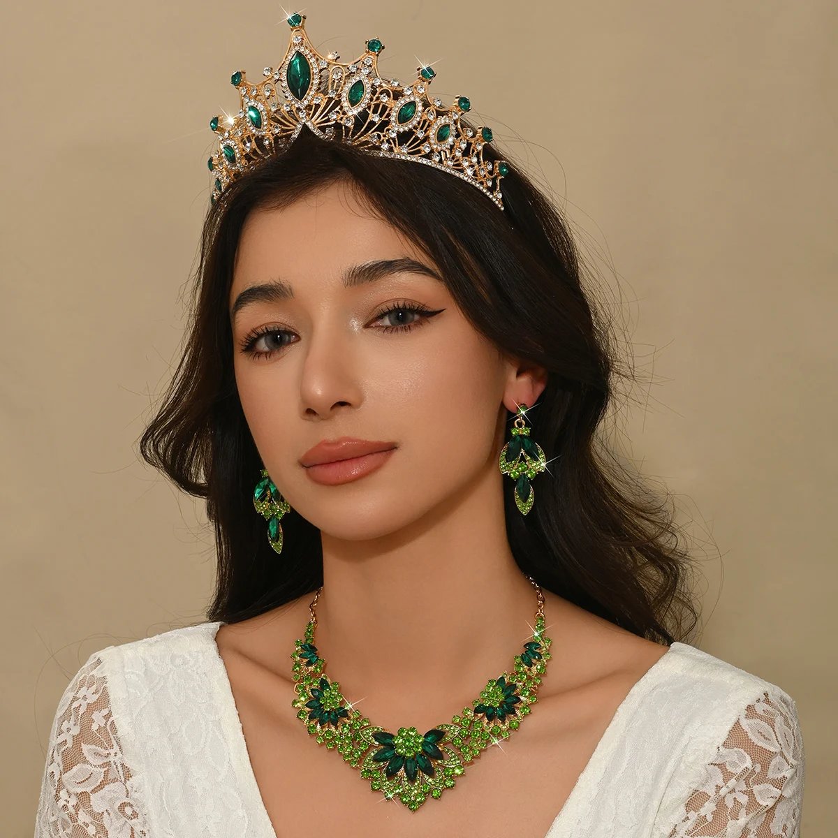 Ensemble de bijoux pour femmes, collier et boucles d'oreilles, couronne, Design à la mode, adapté aux cadeaux de mariage, de fête et de Festival