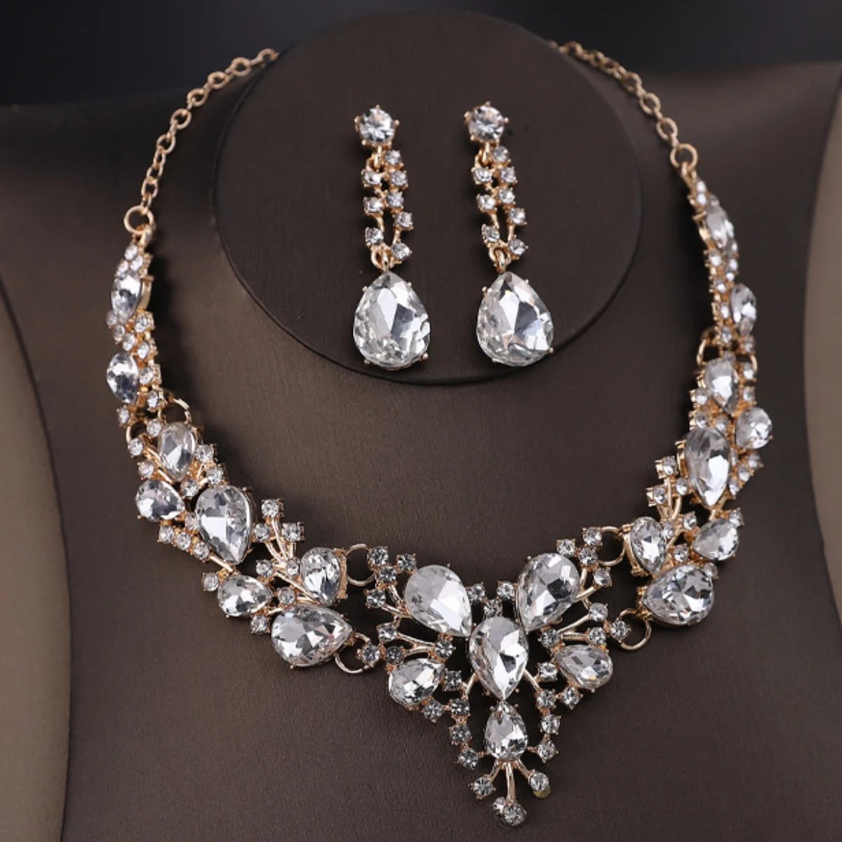 Ensembles de bijoux pour femmes, 3 pièces, avec strass en cristal, colliers pour femmes, ensembles de boucles d'oreilles, accessoires de mariage