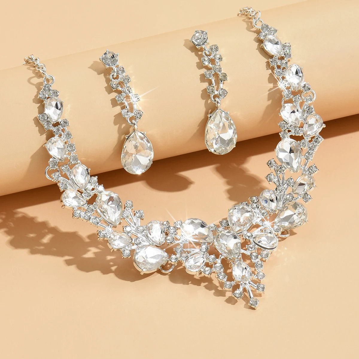 Ensembles de bijoux pour femmes, 3 pièces, avec strass en cristal, colliers pour femmes, ensembles de boucles d'oreilles, accessoires de mariage