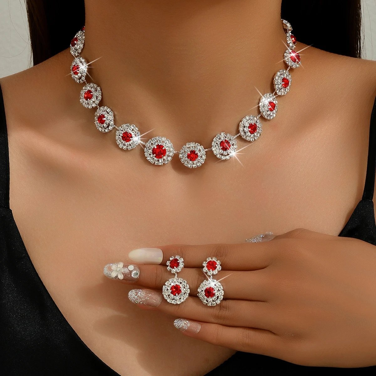 Ensemble de bijoux pour femmes, collier rond géométrique, boucles d'oreilles, adapté aux cadeaux de mariage, de fête et de Festival
