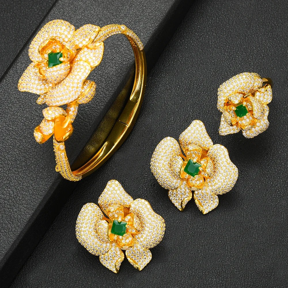 GODKI grande mode 4 pièces fleur de luxe ensemble de bijoux africains pour les femmes de mariage zircon cubique dubaï bijoux de mariée indien 2020