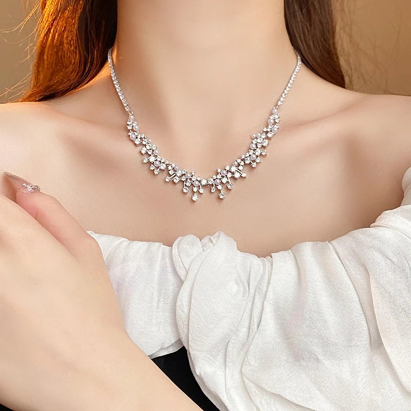 Colliers en résine biscuits goutte d'eau pour femme, fleur de cuir chevelu, perle de verre, colliers de la présidence, bijoux délicats, document rose et violet, 216.239.