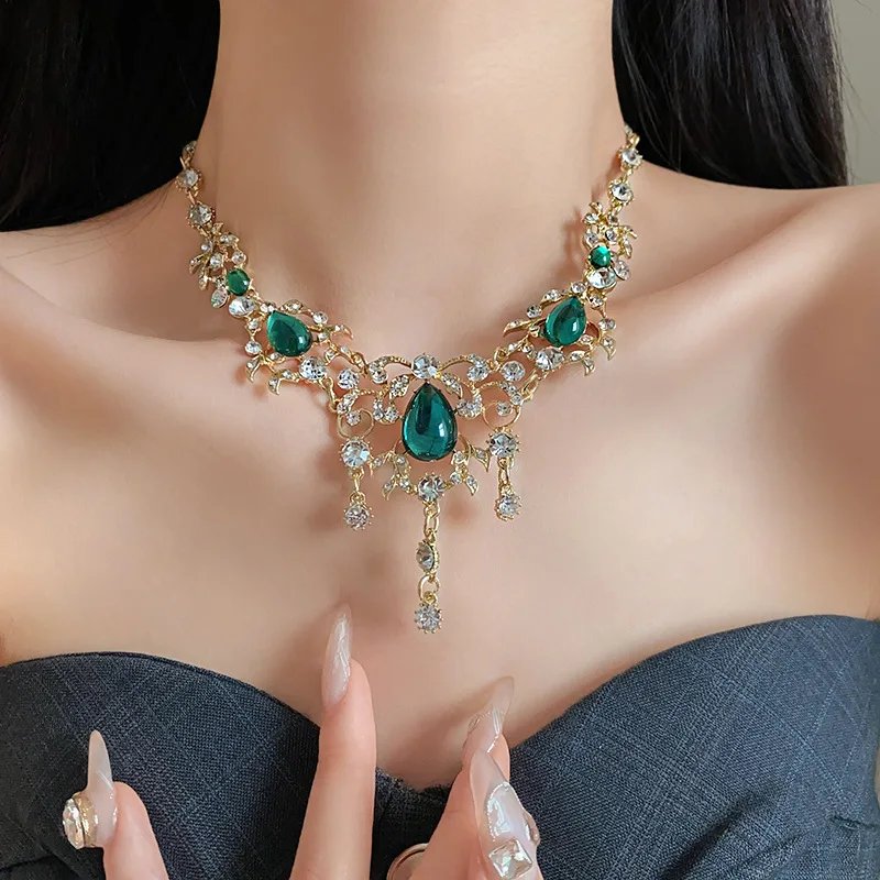 Colliers en résine biscuits goutte d'eau pour femme, fleur de cuir chevelu, perle de verre, colliers de la présidence, bijoux délicats, document rose et violet, 216.239.