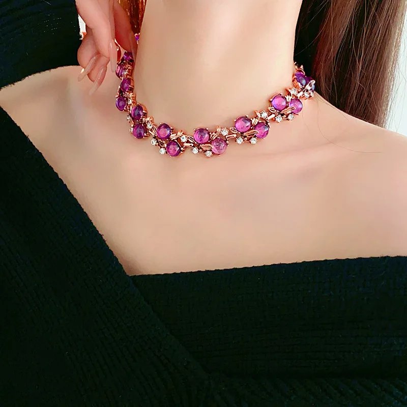 Collier en résine de biscuits rouge pour femme, fleur de cuir chevelu, breloques en métal, bracelet vintage, ensembles de bijoux exquis, tempérament, vente en gros