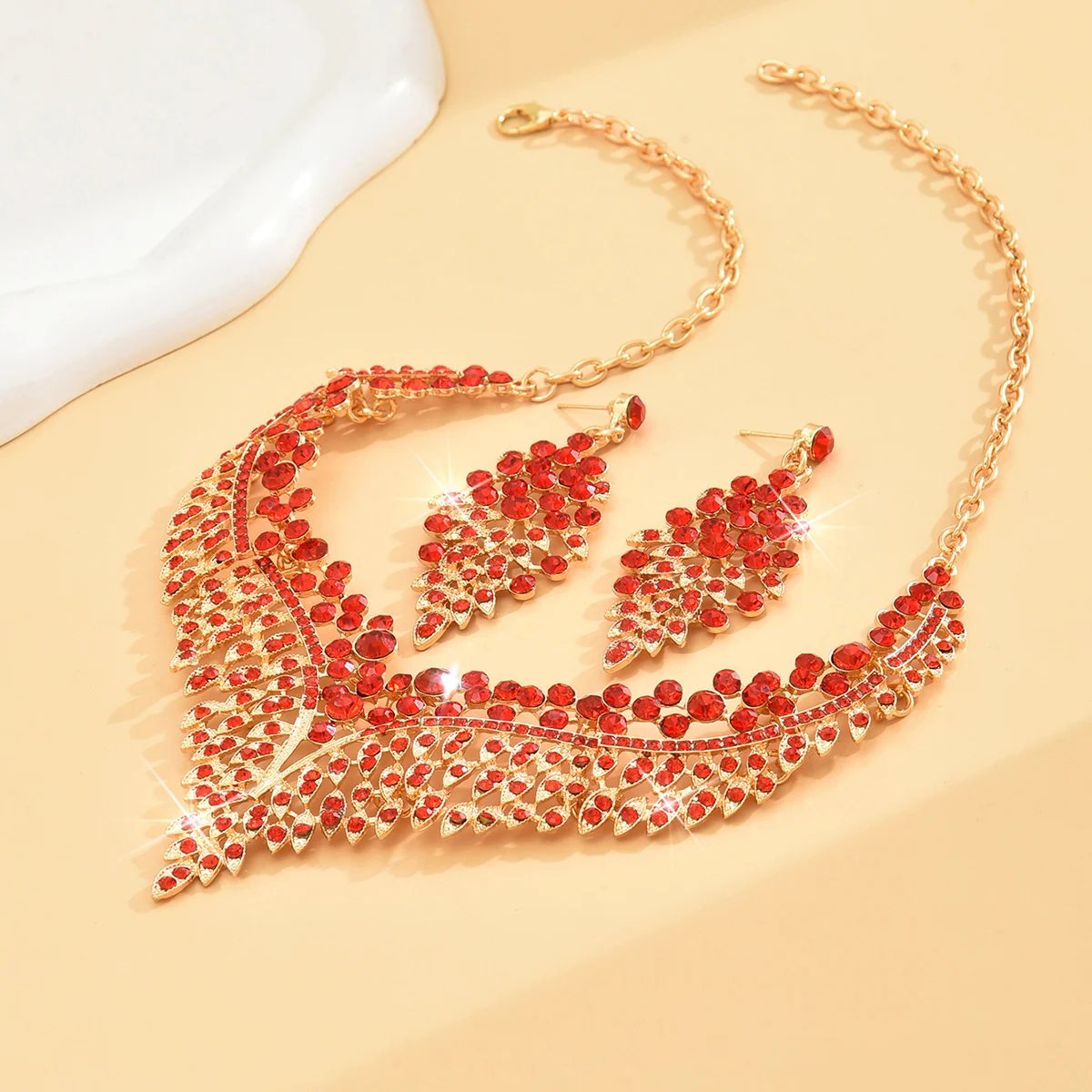 Ensemble de bijoux pour femmes, 3 pièces, embellissements de feuilles étoilées, collier, boucles d'oreilles, Banquet de mariage, fête, Festival, cadeau 8884