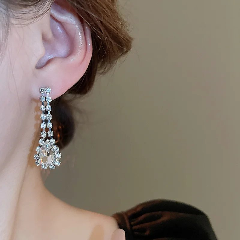 Ensemble de bijoux pour femmes, 3 pièces, strass incrustés, pendentif, colliers, boucles d'oreilles rétro, breloques, ensemble d'accessoires de mariage