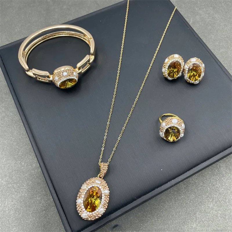 Ensemble de bijoux en Quartz 4 en 1, Zultanite à couleur changeante, bracelet et collier, cristal diaspore, pierre du soudan pour femmes, cadeau de fête turque