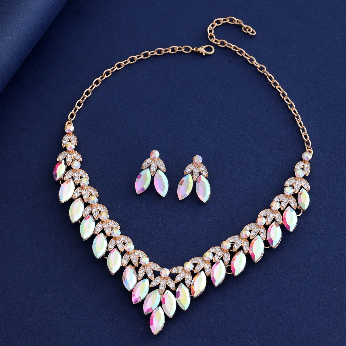 Ensemble de bijoux en métal pour femmes, 3 pièces, collier et boucles d'oreilles réglables, bijoux de jour pour filles, bijoux de fête de mariage