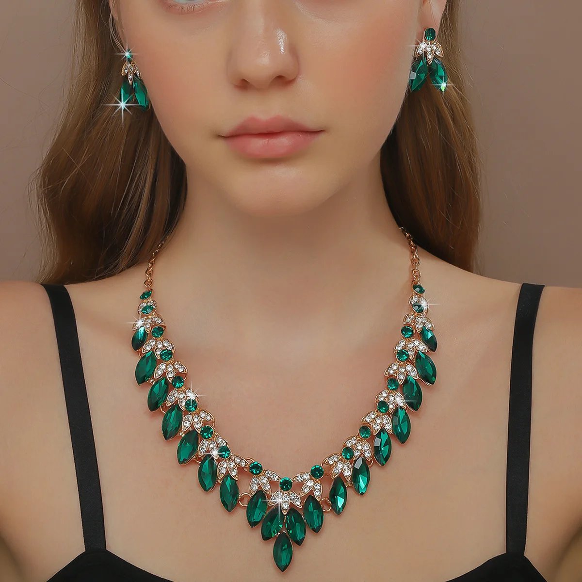 Ensemble de bijoux en métal pour femmes, 3 pièces, collier et boucles d'oreilles réglables, bijoux de jour pour filles, bijoux de fête de mariage