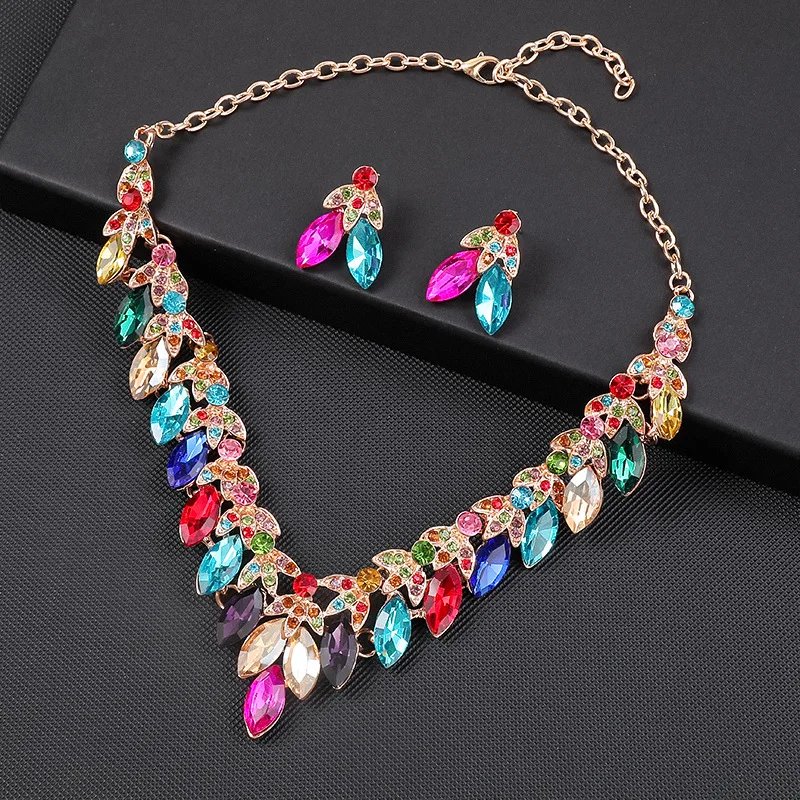 Ensemble de bijoux en métal pour femmes, 3 pièces, collier et boucles d'oreilles réglables, bijoux de jour pour filles, bijoux de fête de mariage