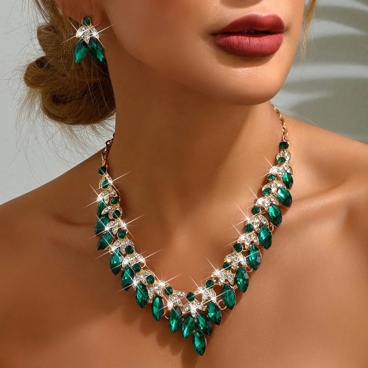 Ensemble de bijoux en métal pour femmes, 3 pièces, collier et boucles d'oreilles réglables, bijoux de jour pour filles, bijoux de fête de mariage