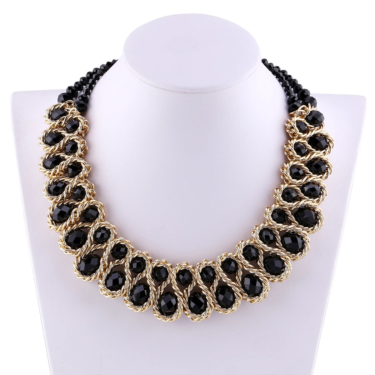 Ensembles de bijoux en perles de verre brillantes pour femmes, tour de cou ogo, collier et boucles d'oreilles, accessoire de fête de document en or