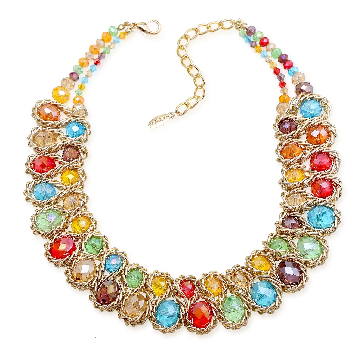 Ensembles de bijoux en perles de verre brillantes pour femmes, tour de cou ogo, collier et boucles d'oreilles, accessoire de fête de document en or