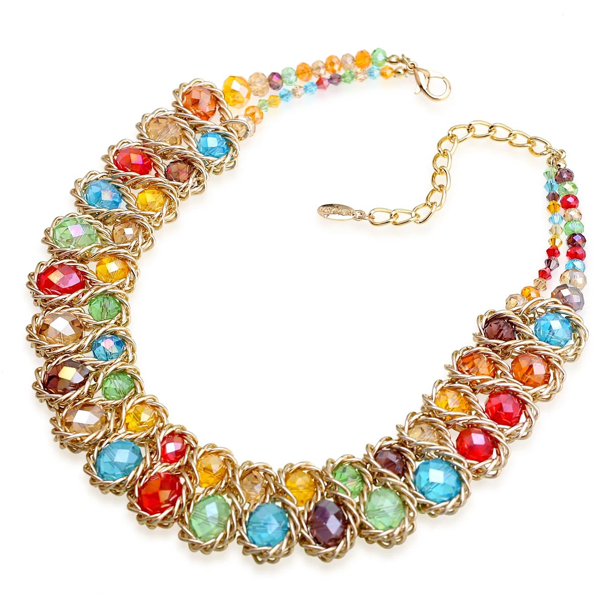Ensembles de bijoux en perles de verre brillantes pour femmes, tour de cou ogo, collier et boucles d'oreilles, accessoire de fête de document en or