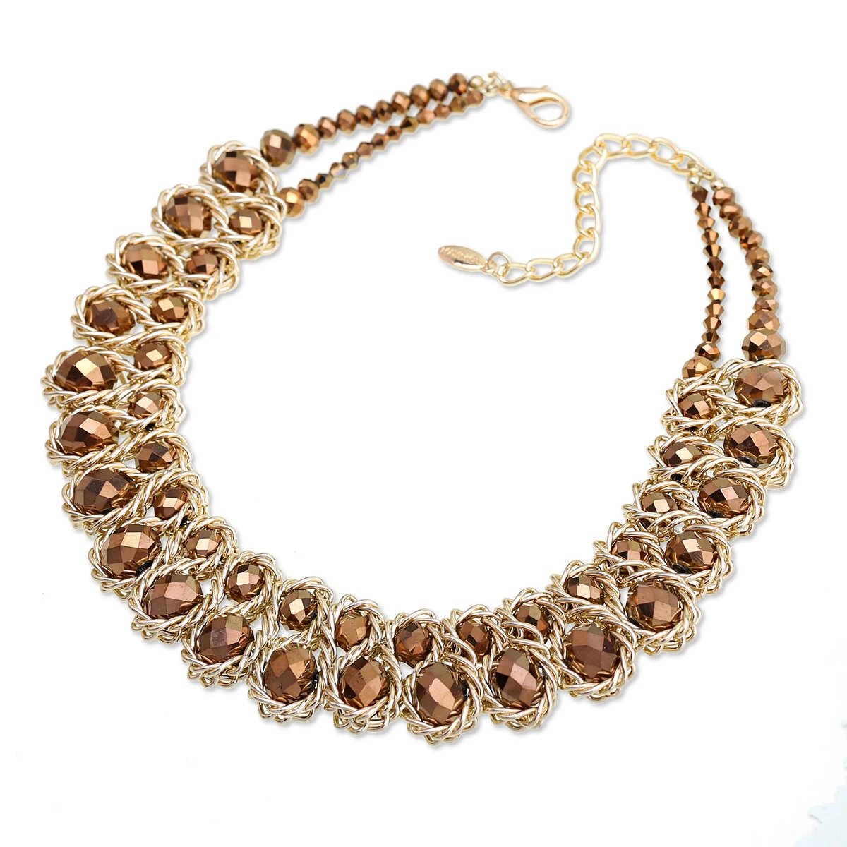 Ensembles de bijoux en perles de verre brillantes pour femmes, tour de cou ogo, collier et boucles d'oreilles, accessoire de fête de document en or