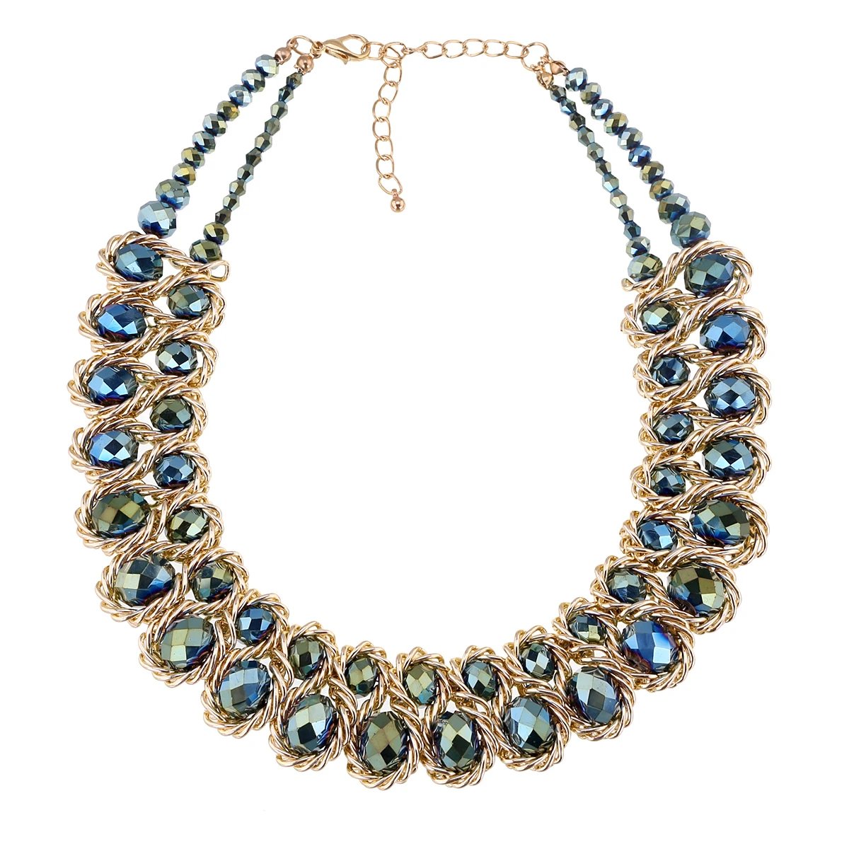 Ensembles de bijoux en perles de verre brillantes pour femmes, tour de cou ogo, collier et boucles d'oreilles, accessoire de fête de document en or