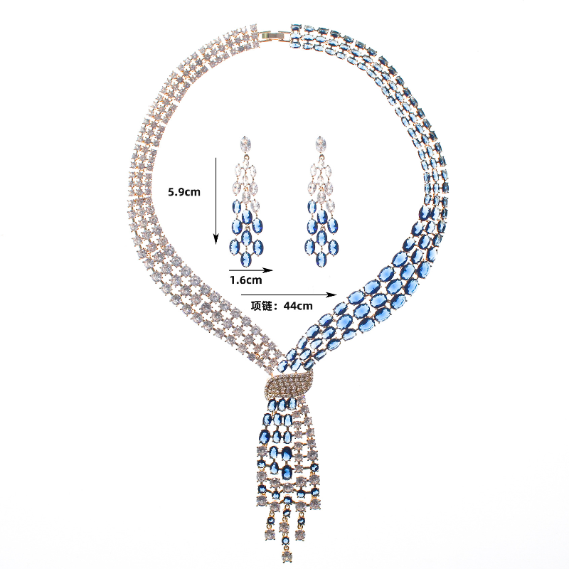 Ensemble de bijoux en diamant émeraude de laboratoire faits à la main pour femmes, matiques de mariage en or blanc 14 carats, boucles d'oreilles et collier, cadeau de fiançailles pour patients