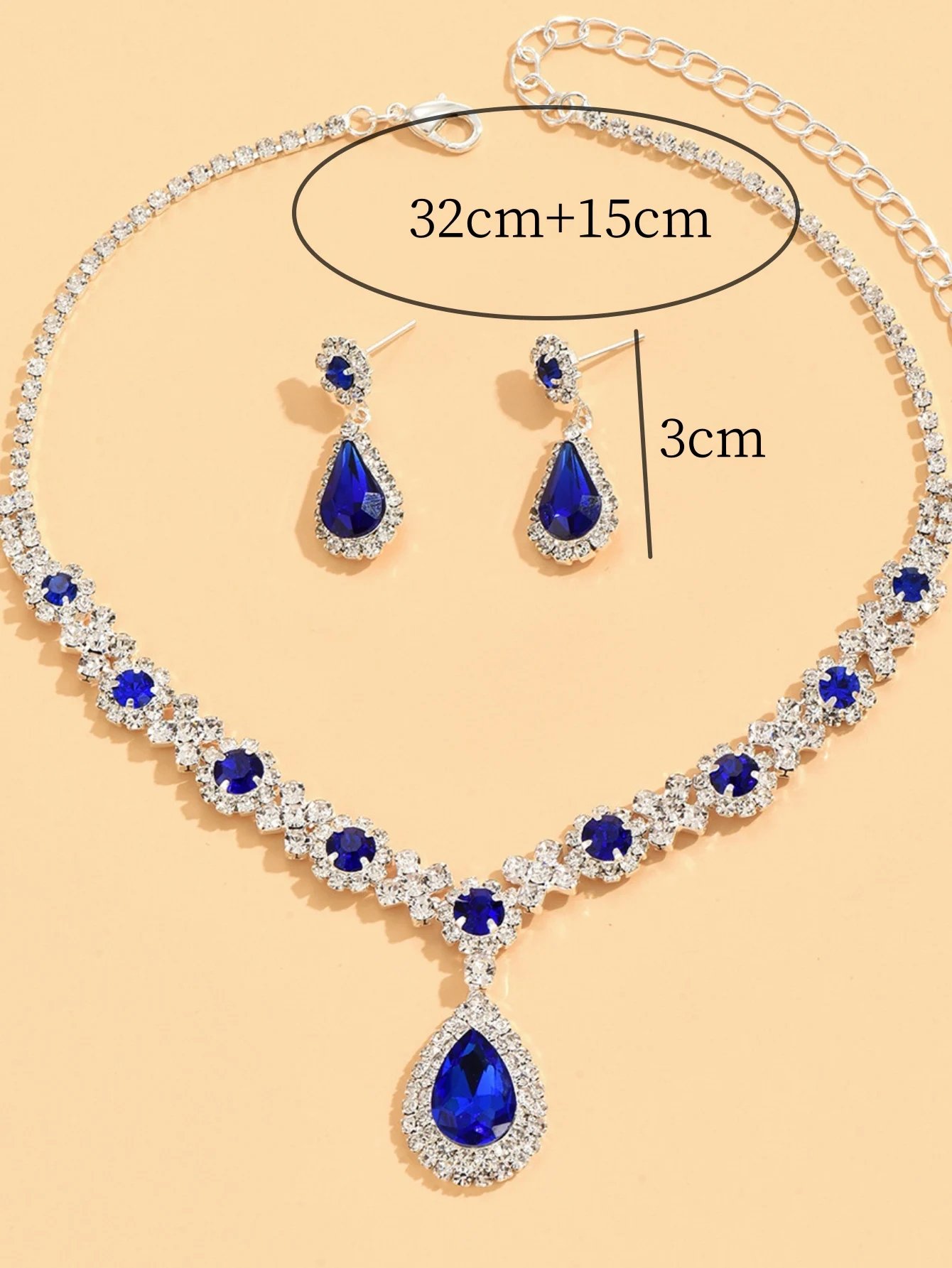 Ensemble de 3 colliers gouttelettes de cristal pour femmes, avec boucles d'oreilles, accessoires pour robe de soirée de mariage