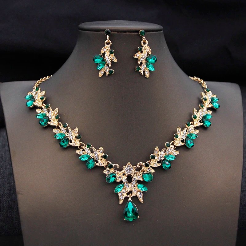 Ensemble de diadèmes verts de mariée, couronne en cristal, ensembles de bijoux de mariée pour femmes, robe de mariée, collier, boucles d'oreilles, accessoires de Costume Ensemble de diadèmes verts de mariée, couronne en cristal, ensembles de bijoux de mariée pour femmes, robe de mariée, collier, boucles d'oreilles, accessoires de Costume