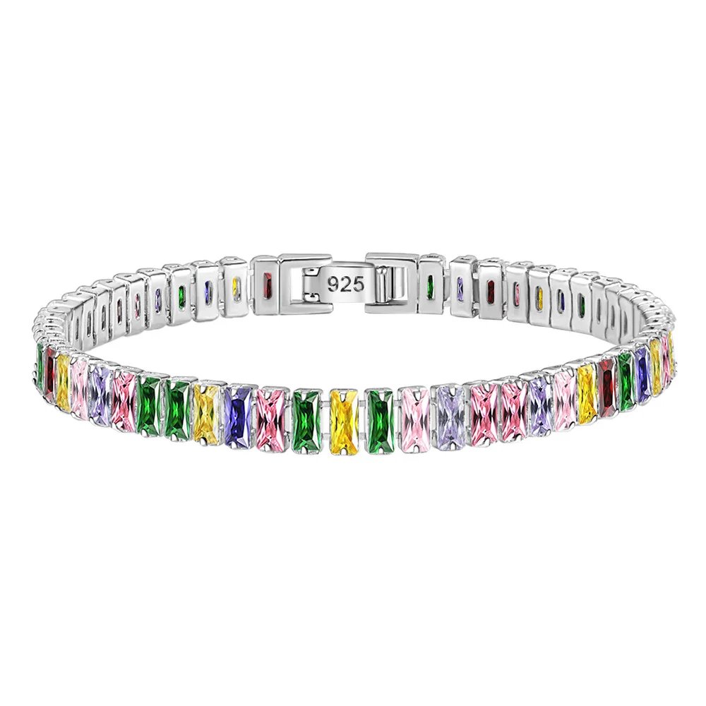 Andara 925 Bracelet en argent Sterling chaîne de luxe couleur cristal main bijoux pour femmes charme cadeau de mariage fête 18 cm Andara 925 Bracelet en argent Sterling chaîne de luxe couleur cristal main bijoux pour femmes charme cadeau de mariage fête 18 cm